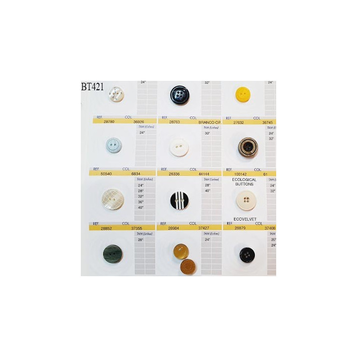 Plaque de 13 boutons pour création unique diamètre de 15 à 32 mm fabrication européenne prix pour la plaque entière
