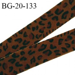 Galon ruban 20 mm imprimé léopard marron doux au toucher largeur 20 mm prix au mètre