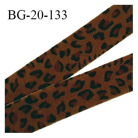 Galon ruban 20 mm imprimé léopard marron doux au toucher largeur 20 mm prix au mètre