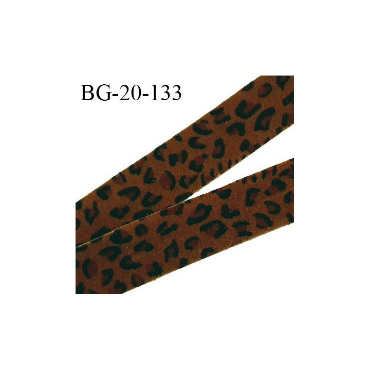 Galon ruban 20 mm imprimé léopard marron doux au toucher largeur 20 mm prix au mètre
