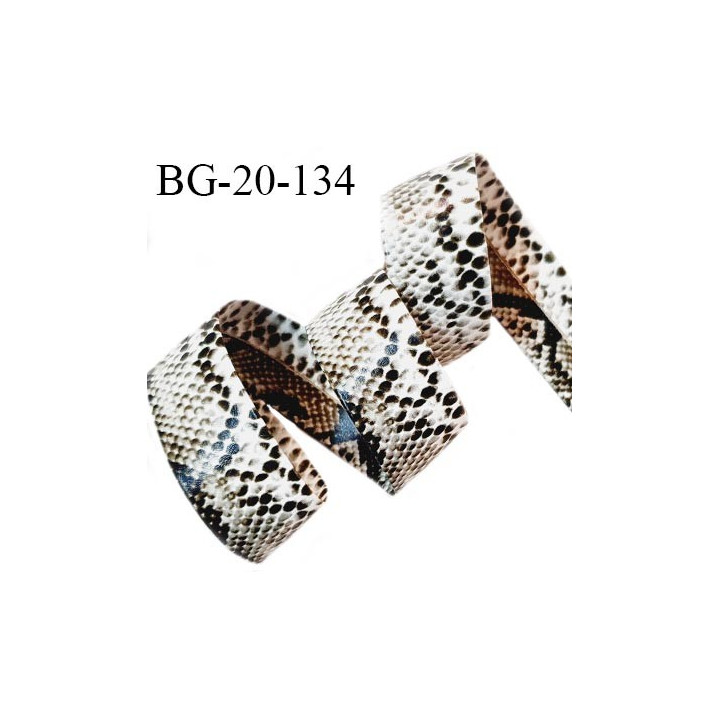 Biais galon 20 mm imprimé serpent gris simili cuir largeur 20 mm prix au mètre