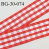 Galon ruban 30 mm vichy couleur rouge et blanc largeur 30 mm prix au mètre