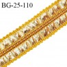 Galon ruban 25 mm simili cuir doré et chaînette doré sur laine couleur moutarde largeur 25 mm prix au mètre