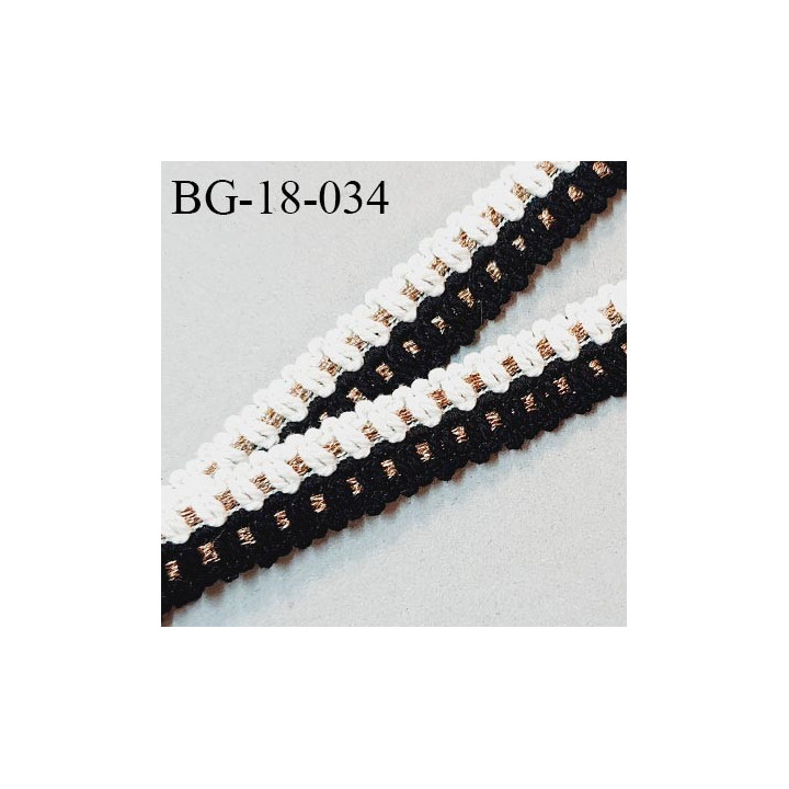 Galon ruban 18 mm couleur noir et naturel avec lurex doré largeur 18 mm prix au mètre