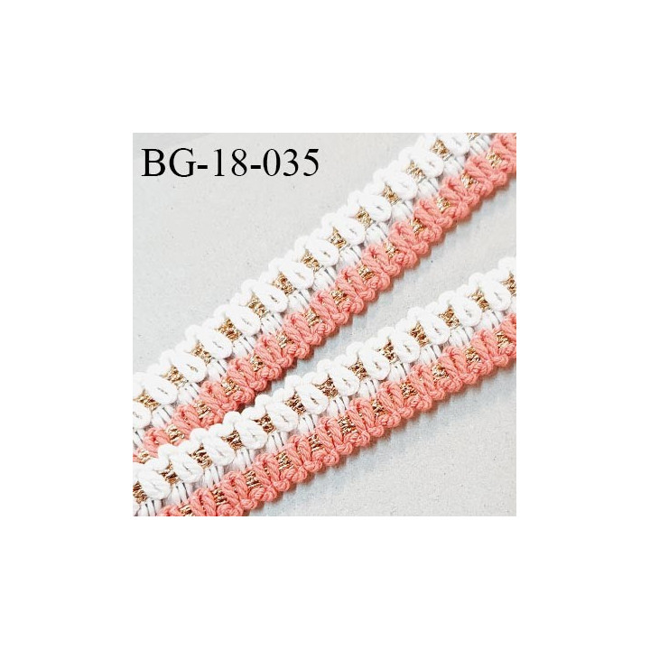 Galon ruban 18 mm couleur rose et naturel avec lurex doré largeur 18 mm prix au mètre