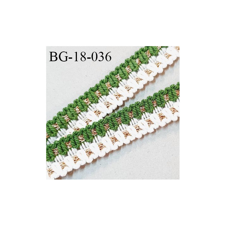 Galon ruban 18 mm couleur vert et naturel avec lurex doré largeur 18 mm prix au mètre