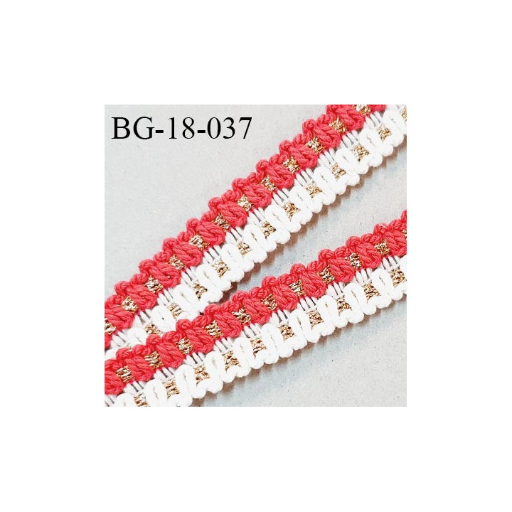 Galon ruban 18 mm couleur rose rouge et naturel avec lurex doré largeur 18 mm prix au mètre