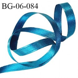 Galon ruban 6 mm satin couleur bleu paon brillant lumineux double face très solide largeur 6 mm prix au mètre