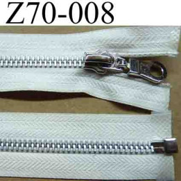 fermeture éclair blanche écru longueur 70 cm  couleur blanc écru séparable largeur 3 cm glissière métal largeur 6 mm