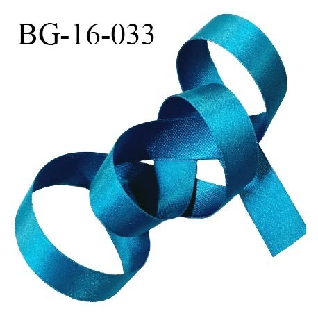 Galon ruban 16 mm satin couleur bleu paon brillant lumineux largeur 16 mm prix au mètre