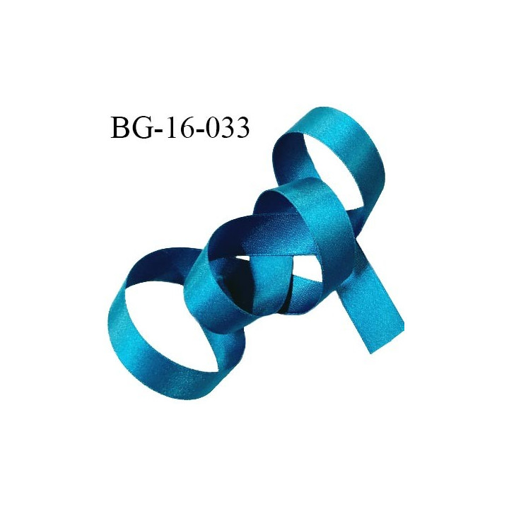 Galon ruban 16 mm satin couleur bleu paon brillant lumineux largeur 16 mm prix au mètre