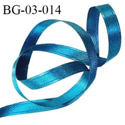Galon ruban satin haut de gamme 3 mm couleur bleu paon lumineux double face très solide largeur 3 mm prix au mètre