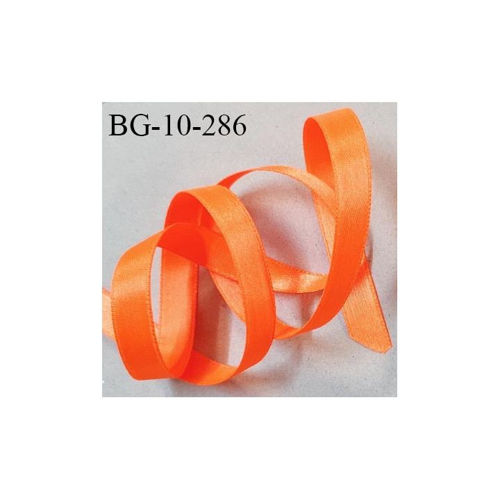 Galon ruban 10 mm satin couleur orange fluo brillant lumineux double face très solide largeur 10 mm prix au mètre
