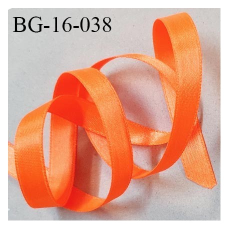 Galon ruban 16 mm satin couleur orange fluo brillant lumineux largeur 16 mm prix au mètre