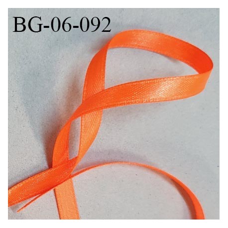 Galon ruban 6 mm satin couleur orange fluo brillant lumineux double face très solide largeur 6 mm prix au mètre