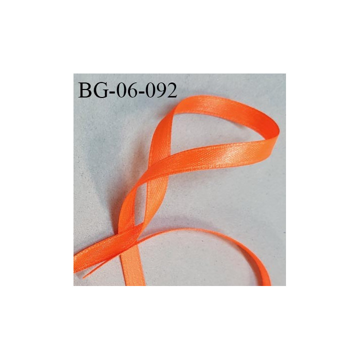 Galon ruban 6 mm satin couleur orange fluo brillant lumineux double face très solide largeur 6 mm prix au mètre