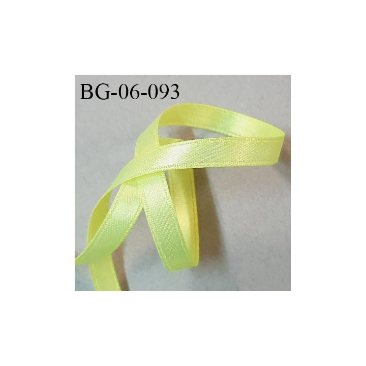 Galon ruban 6 mm satin couleur jaune fluo brillant lumineux double face très solide largeur 6 mm prix au mètre