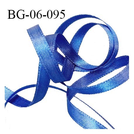 Galon ruban 6 mm satin couleur bleu brillant lumineux double face très solide largeur 6 mm prix au mètre