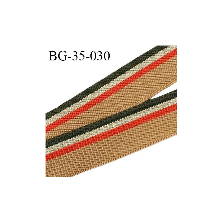 Bord-Côte 35 mm bord cote jersey maille synthétique couleur beigne orange vert et doré prix à la pièce