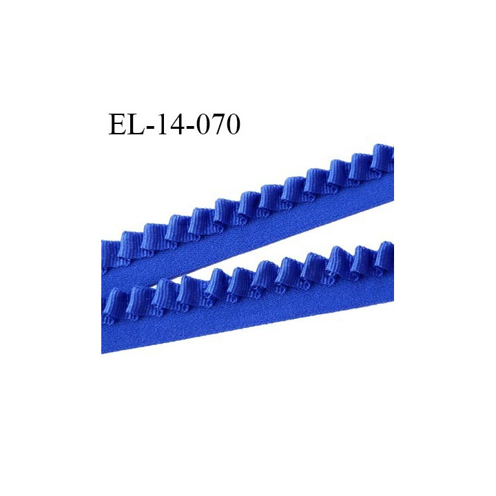 Elastique 14 mm lingerie haut de gamme fabriqué en France couleur bleu largeur 14 mm allongement +180% prix au mètre