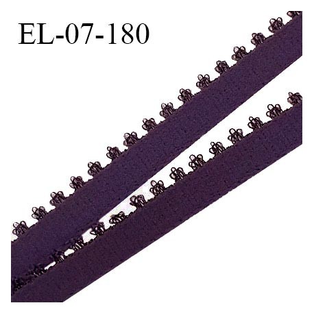 Elastique picot 7 mm lingerie couleur prune largeur 7 mm haut de gamme fabriqué en France pour une grande marque prix au mètre