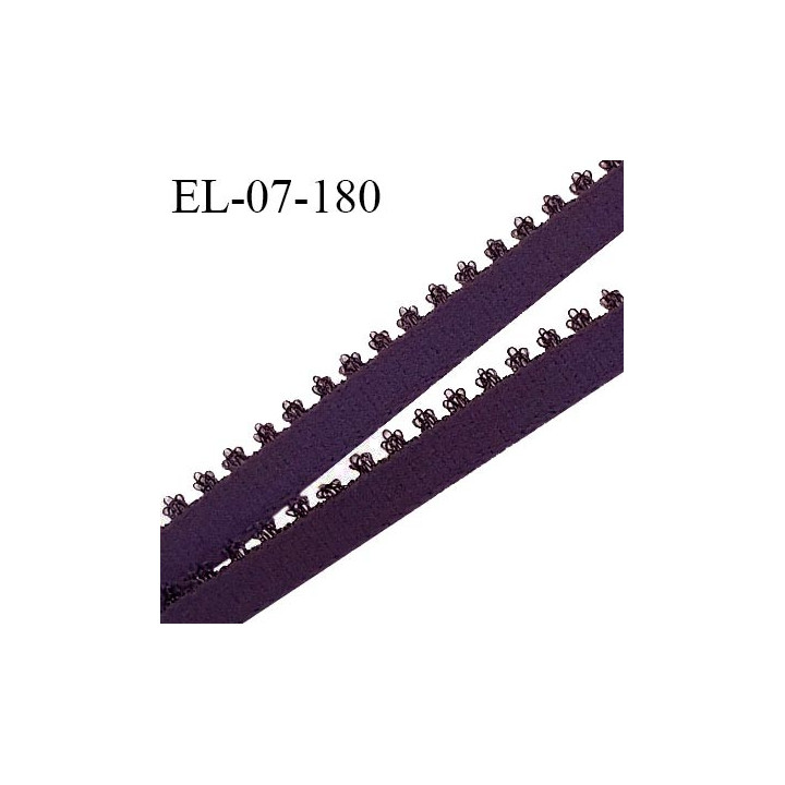 Elastique picot 7 mm lingerie couleur prune largeur 7 mm haut de gamme fabriqué en France pour une grande marque prix au mètre