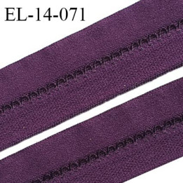 Elastique lingerie 14 mm très haut de gamme pré plié avec picots couleur violet fabriqué en France prix au mètre