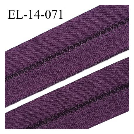 Elastique lingerie 14 mm très haut de gamme pré plié avec picots couleur violet fabriqué en France prix au mètre