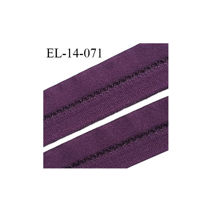 Elastique lingerie 14 mm très haut de gamme pré plié avec picots couleur violet fabriqué en France prix au mètre