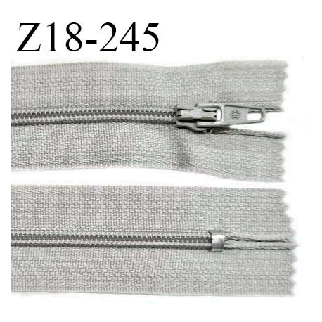 Fermeture zip 18 cm non séparable couleur gris largeur 2.7 cm zip nylon longueur 18 cm prix à l'unité