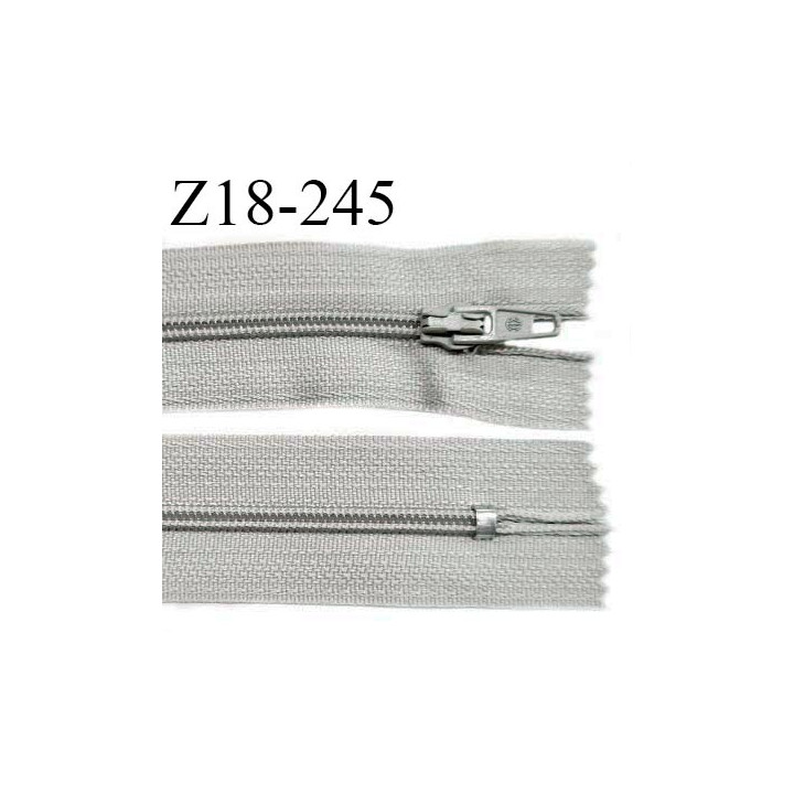 Fermeture zip 18 cm non séparable couleur gris largeur 2.7 cm zip nylon longueur 18 cm prix à l'unité