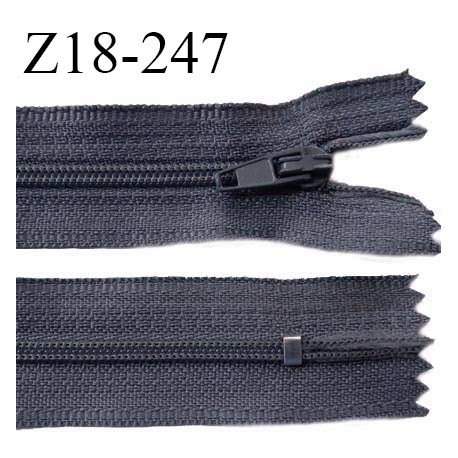 Fermeture zip 18 cm non séparable couleur gris bleuté largeur 2.7 cm zip nylon longueur 18 cm prix à l'unité