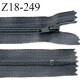 Fermeture zip 18 cm non séparable couleur gris largeur 2.7 cm zip nylon longueur 18 cm prix à l'unité