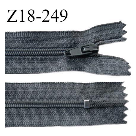 Fermeture zip 18 cm non séparable couleur gris largeur 2.7 cm zip nylon longueur 18 cm prix à l'unité
