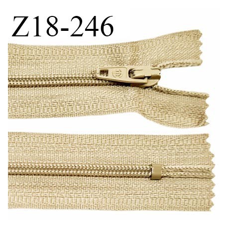 Fermeture zip 18 cm non séparable couleur beige largeur 2.7 cm zip nylon longueur 18 cm prix à l'unité