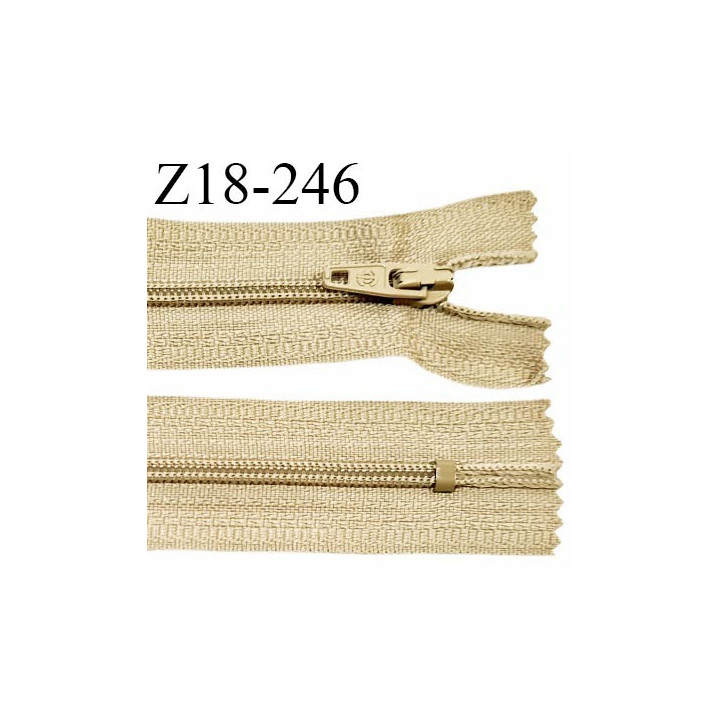 Fermeture zip 18 cm non séparable couleur beige largeur 2.7 cm zip nylon longueur 18 cm prix à l'unité