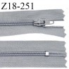 Fermeture zip 18 cm non séparable couleur gris bleuté clair largeur 2.7 cm zip nylon longueur 18 cm prix à l'unité
