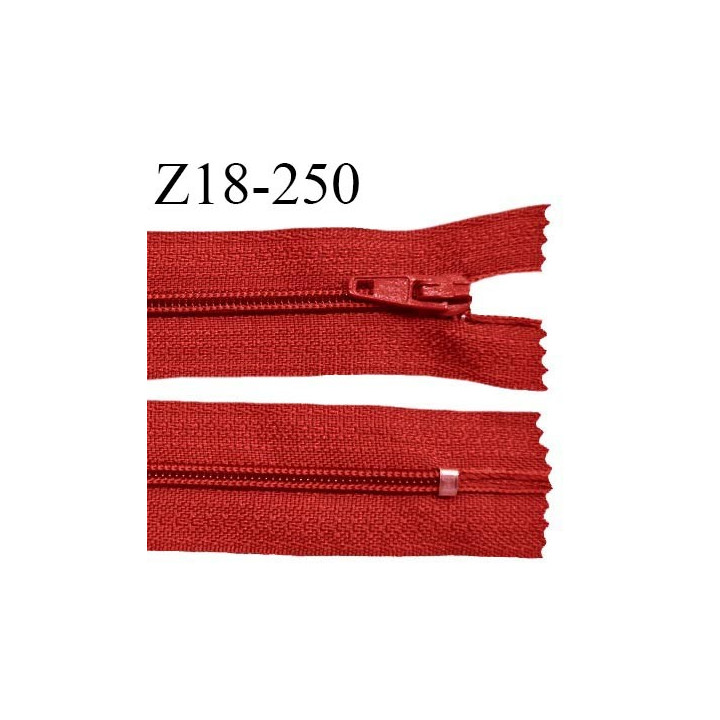 Fermeture zip 18 cm non séparable couleur rouge largeur 2.7 cm zip nylon longueur 18 cm prix à l'unité