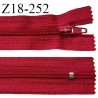 Fermeture zip 18 cm non séparable couleur rouge largeur 2.7 cm zip nylon longueur 18 cm prix à l'unité