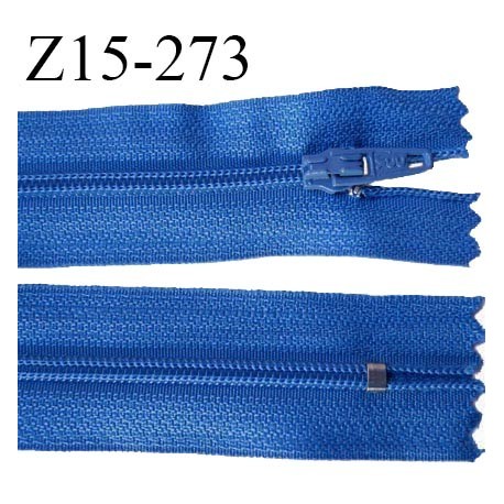 Fermeture zip 15 cm couleur bleu non séparable largeur 2.5 cm glissière nylon largeur 4 mm longueur 15 cm prix à l'unité