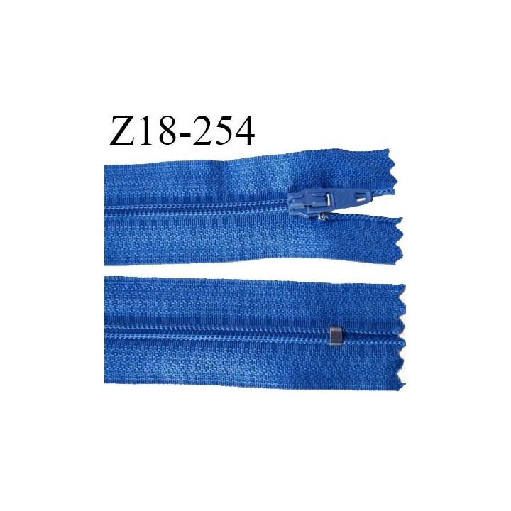 Fermeture zip 18 cm non séparable couleur bleu largeur 2.7 cm zip nylon longueur 18 cm prix à l'unité