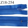 Fermeture zip 18 cm non séparable couleur bleu largeur 2.7 cm zip nylon longueur 18 cm prix à l'unité