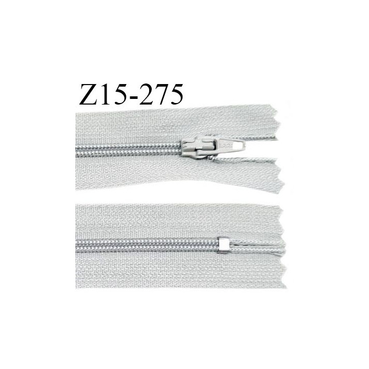 Fermeture zip 15 cm couleur gris quartz non séparable largeur 2.5 cm glissière nylon largeur 4 mm longueur 15 cm prix à l'unité