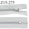 Fermeture zip 15 cm couleur gris quartz non séparable largeur 2.5 cm glissière nylon largeur 4 mm longueur 15 cm prix à l'unité