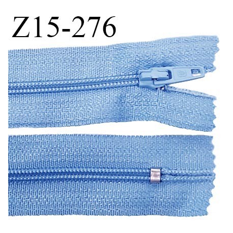Fermeture zip 15 cm couleur bleu ciel non séparable largeur 2.5 cm glissière nylon largeur 4 mm longueur 15 cm prix à l'unité