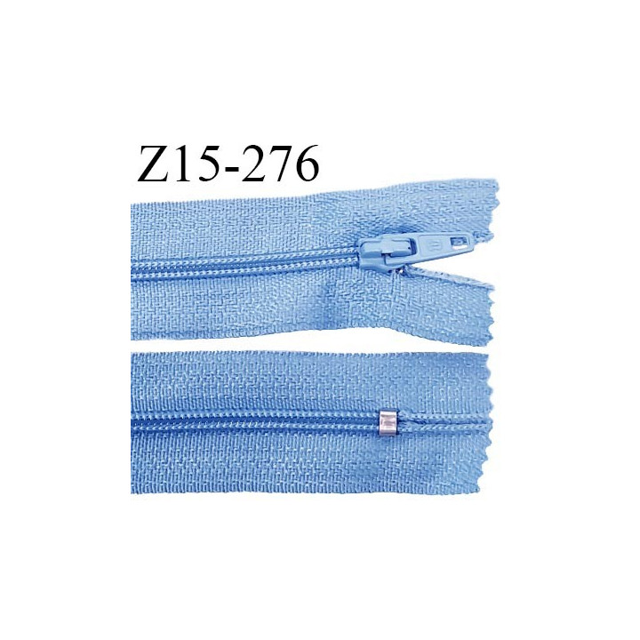 Fermeture zip 15 cm couleur bleu ciel non séparable largeur 2.5 cm glissière nylon largeur 4 mm longueur 15 cm prix à l'unité