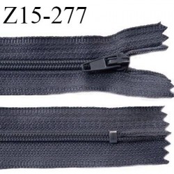 Fermeture zip 15 cm couleur gris bleuté non séparable largeur 2.5 cm glissière nylon largeur 4 mm longueur 15 cm prix à l'unité