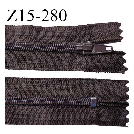 Fermeture zip 15 cm couleur chocolat foncé non séparable largeur 2.5 cm glissière nylon largeur 4 mm prix à l'unité