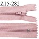 Fermeture zip 15 cm couleur vieux rose non séparable largeur 2.5 cm glissière nylon largeur 4 mm longueur 15 cm prix à l'unité