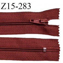 Fermeture zip 15 cm couleur rouge brun non séparable largeur 2.5 cm glissière nylon largeur 4 mm longueur 15 cm prix à l'unité